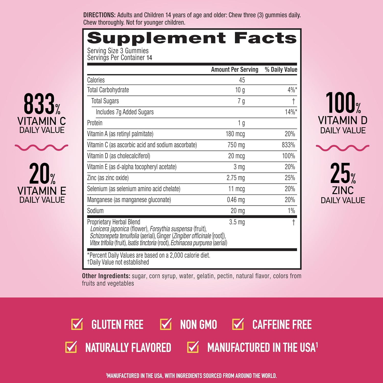 Airborne 750mg Vitamina C Gomitas para Adultos - Apoyo Inmunitario con Antioxidantes y Selenio - 42 Gomitas Sabor Bayas