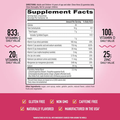 Airborne 750mg Vitamina C Gomitas para Adultos - Apoyo Inmunitario con Antioxidantes y Selenio - 42 Gomitas Sabor Bayas – Image 4