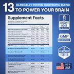 CRTX Nutrition Focus - Suplemento Nootrópico con AlphaGPC, Lion's Mane, Rhodiola - 90 Cápsulas