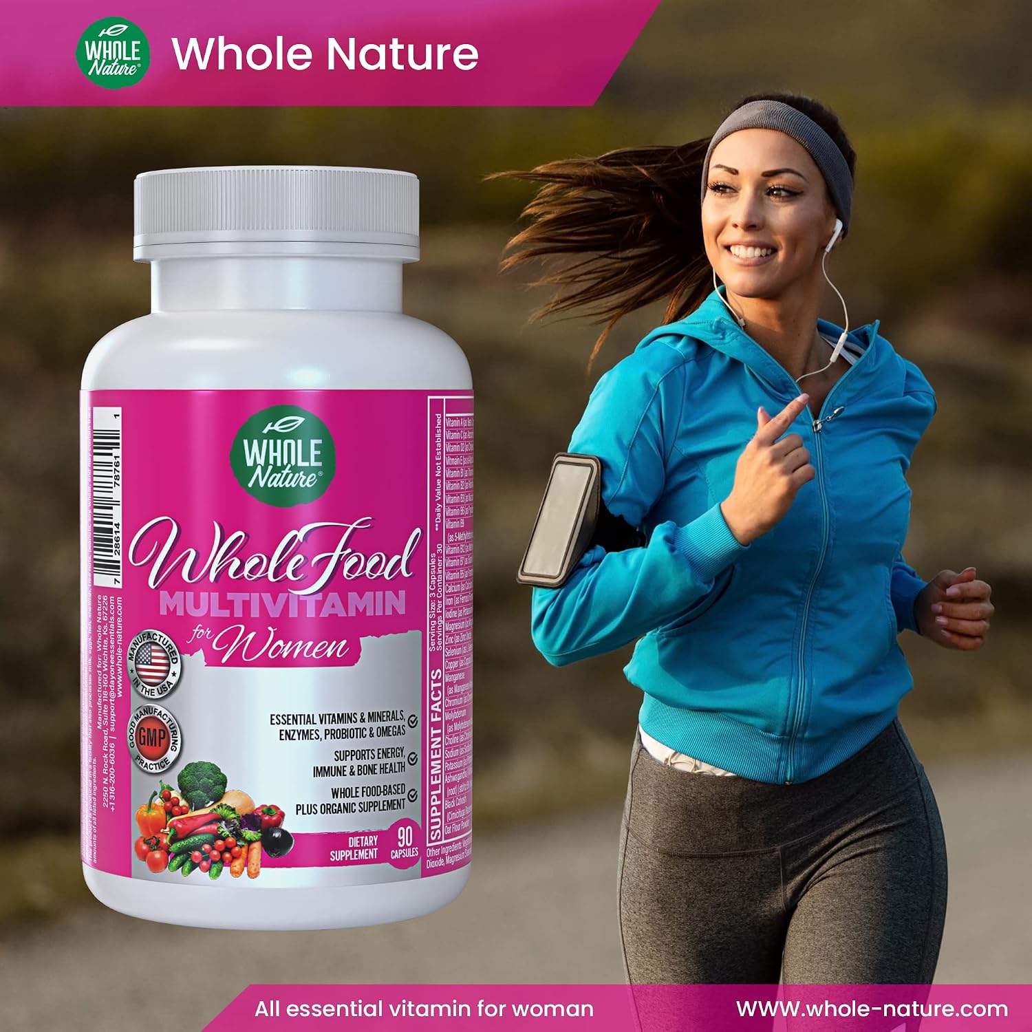 Whole Food Multivitamin for Women - Multivitamínico para Mujeres con Folato, B12, Probióticos y Omega - 90 Cápsulas
