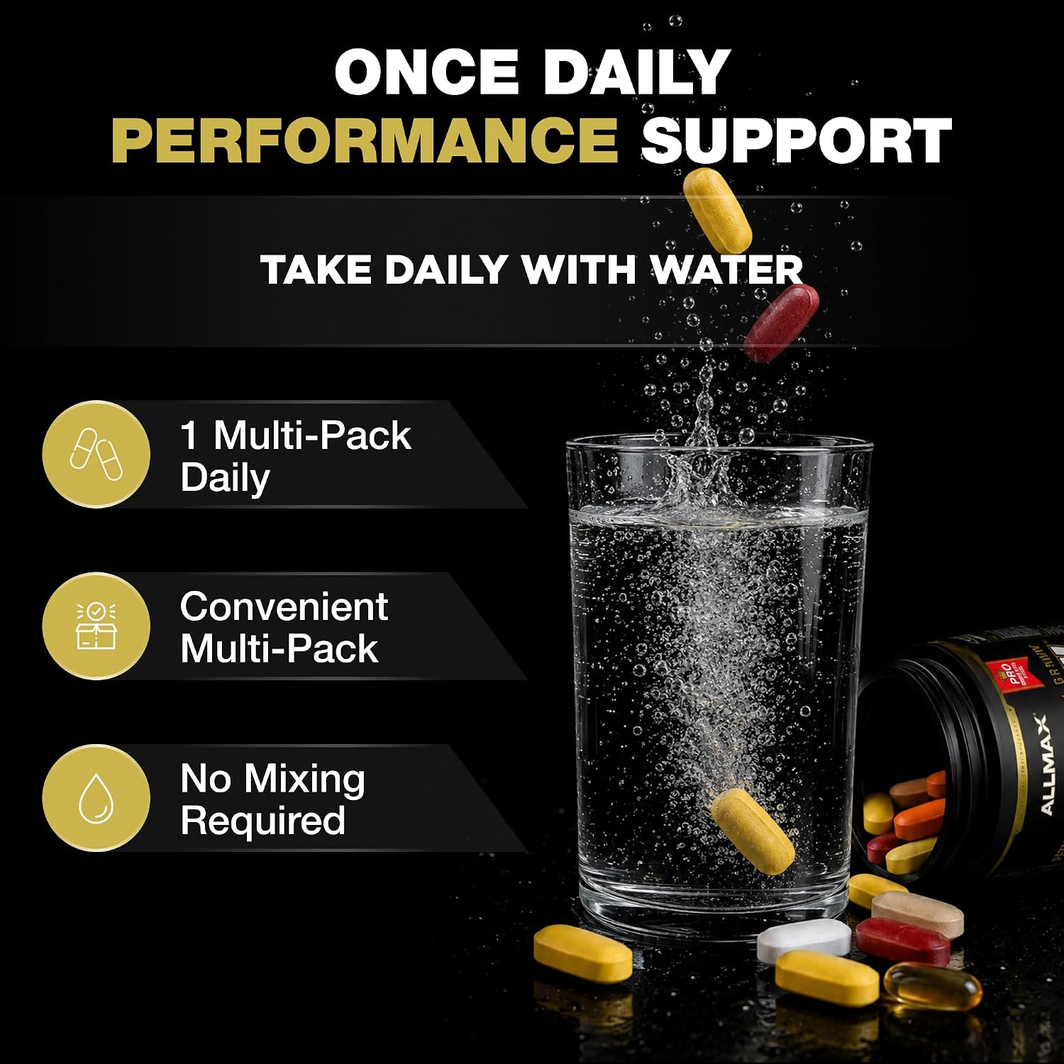 ALLMAX VITASTACK Multivitamin Packs – 30 Sobres Diarios con Omega-3, BCAA y Enzimas