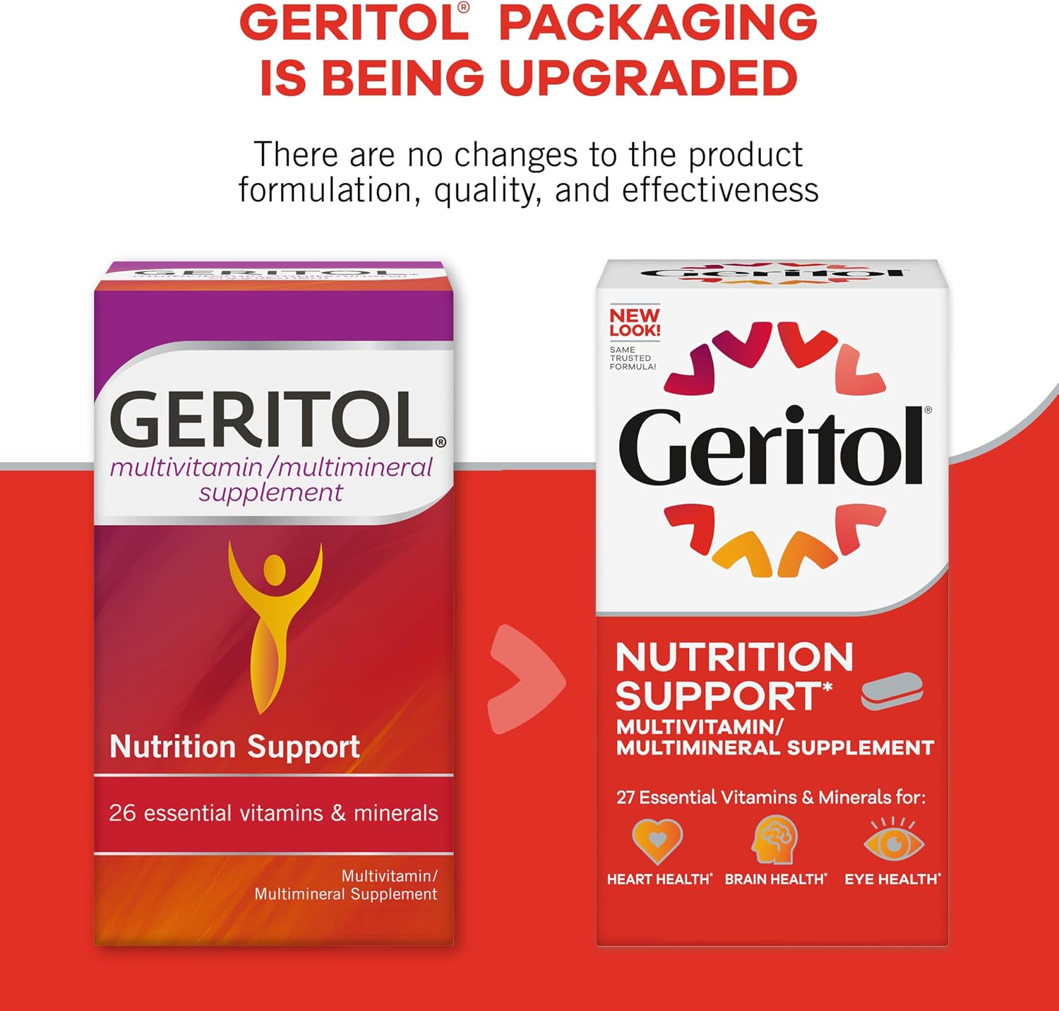 Geritol Multivitamínico, 27 vitaminas y minerales esenciales, Pack de 2 x 40 comprimidos