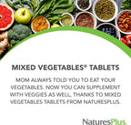 NaturesPlus Mixed Vegetables - 180 Comprimidos, Pack de 2 - con Brócoli, Espinacas, Zanahoria y Col - Sin Gluten - 120 Dosis