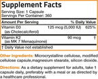 Bronson Vitamina K2 D3 (MK7) Complejo 2 en 1, 360 Cápsulas