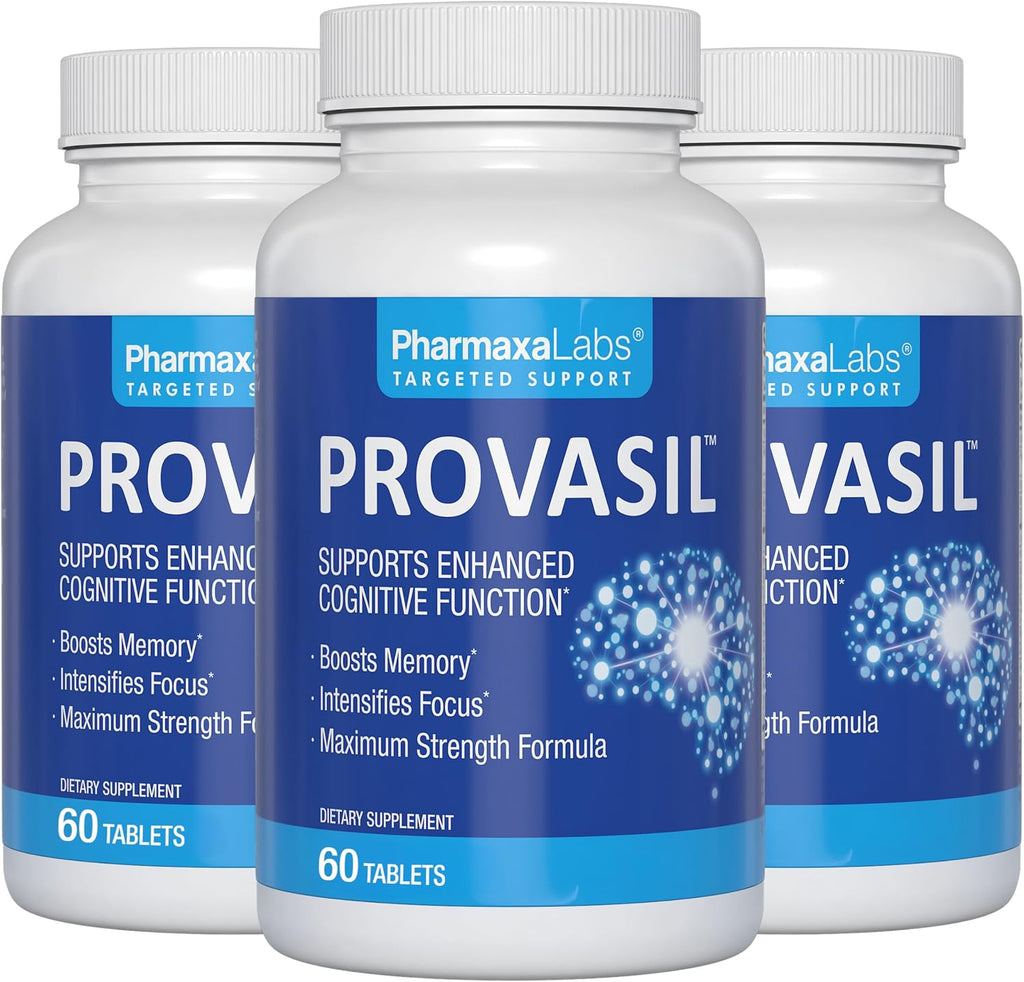 Provasil Complemento Cerebral para Memoria, Concentración y Estado de Ánimo | Ginkgo, Bacopa Monnieri y Biotina | Pack de 3