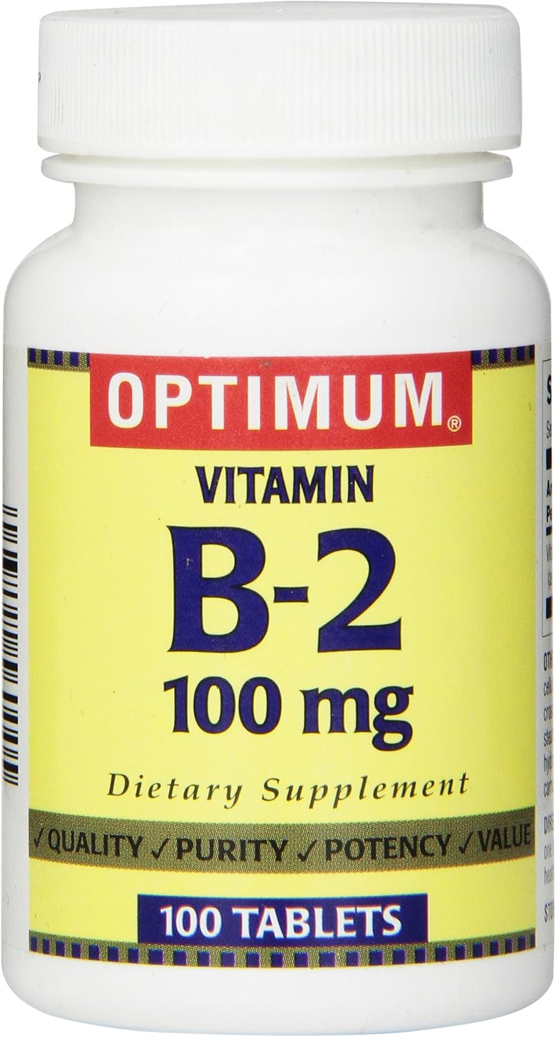 Optimum Vitamina B-2 Comprimidos, 100 Mg, 100 Unidades
