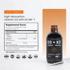 NutraChamps Vitamin D3 K2 Gotas, 5000 UI D3 + K2 MK-7, Líquido Sin Sabor