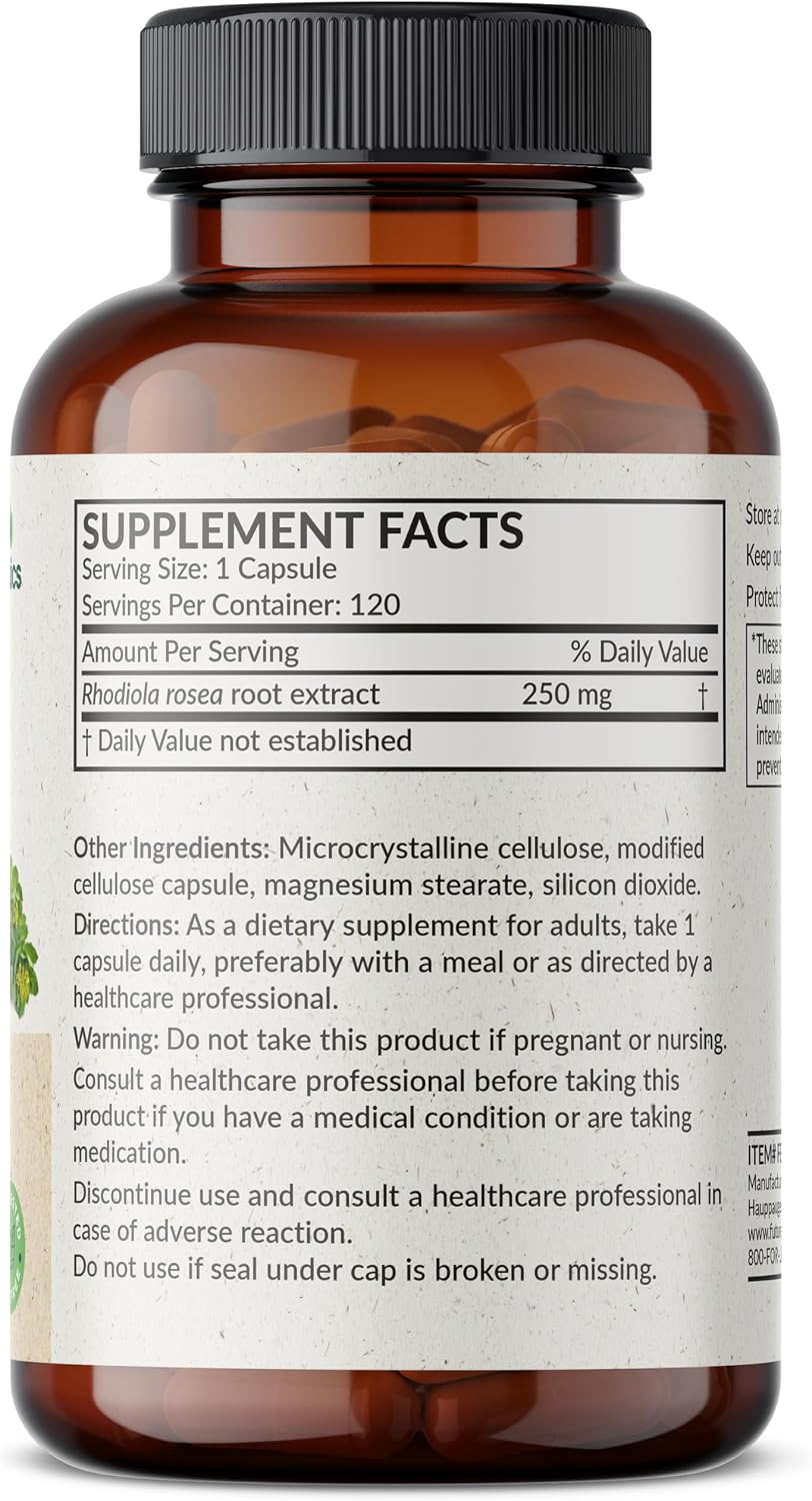 Futurebiotics Rhodiola Rosea en Polvo – Cápsulas Vegetarianas Adaptógenas, 120 Unidades