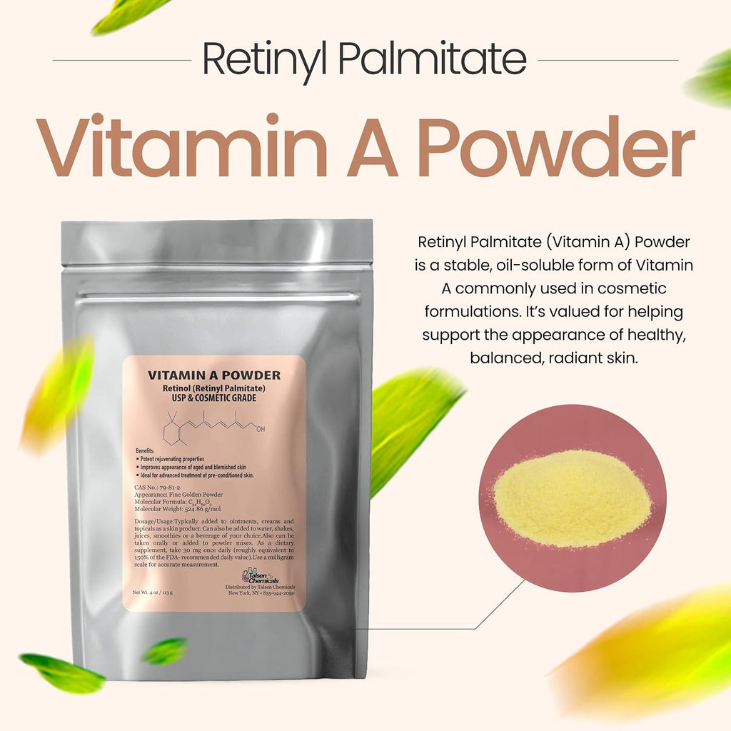 Polvo de Vitamina A (Retinil Palmitato) - 113 g - Grado Cosmético