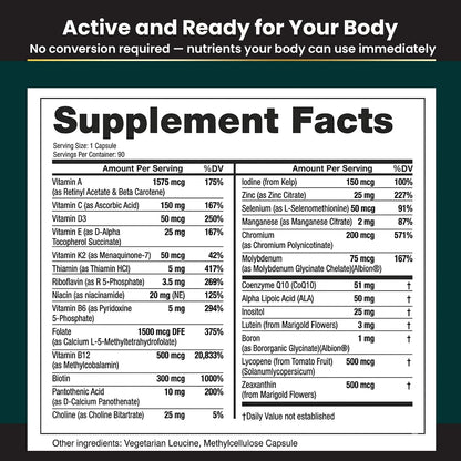 Eliixr Methylated Multivitamin Iron Free – – CoQ10 (51 mg) : un antioxidante que apoya la producción de energía – Image 3