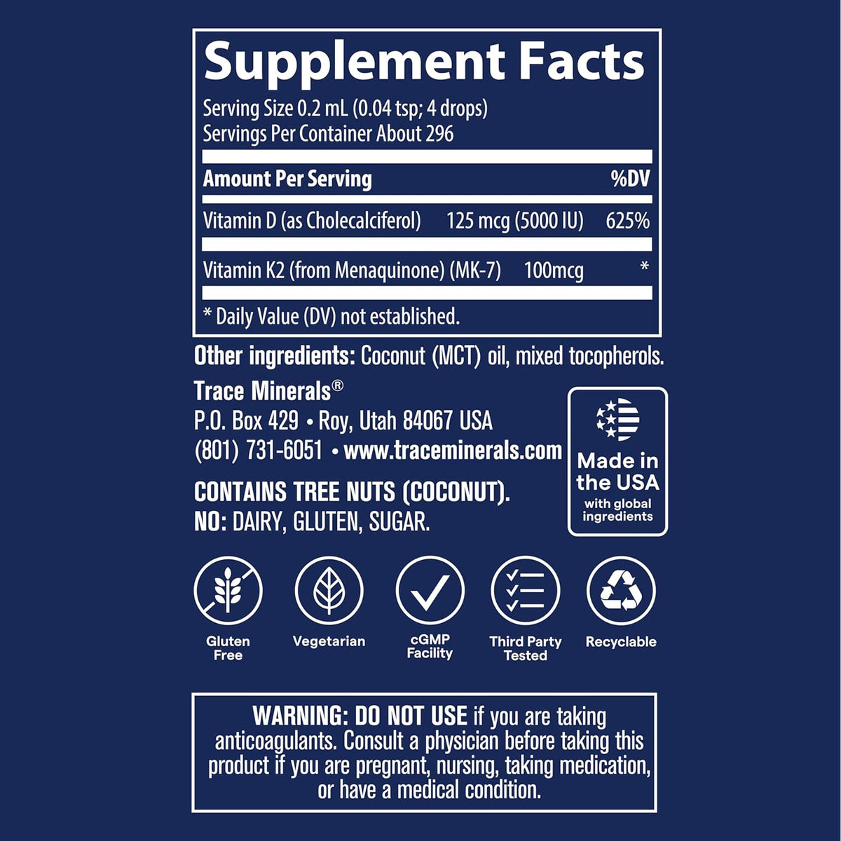 Líquido Iónico de Vitamina D3 + K2 | 125 mcg (5000 UI) D3, 100 mcg K2 | Suplemento Concentrado | 59 ml (296 raciones) – Image 3