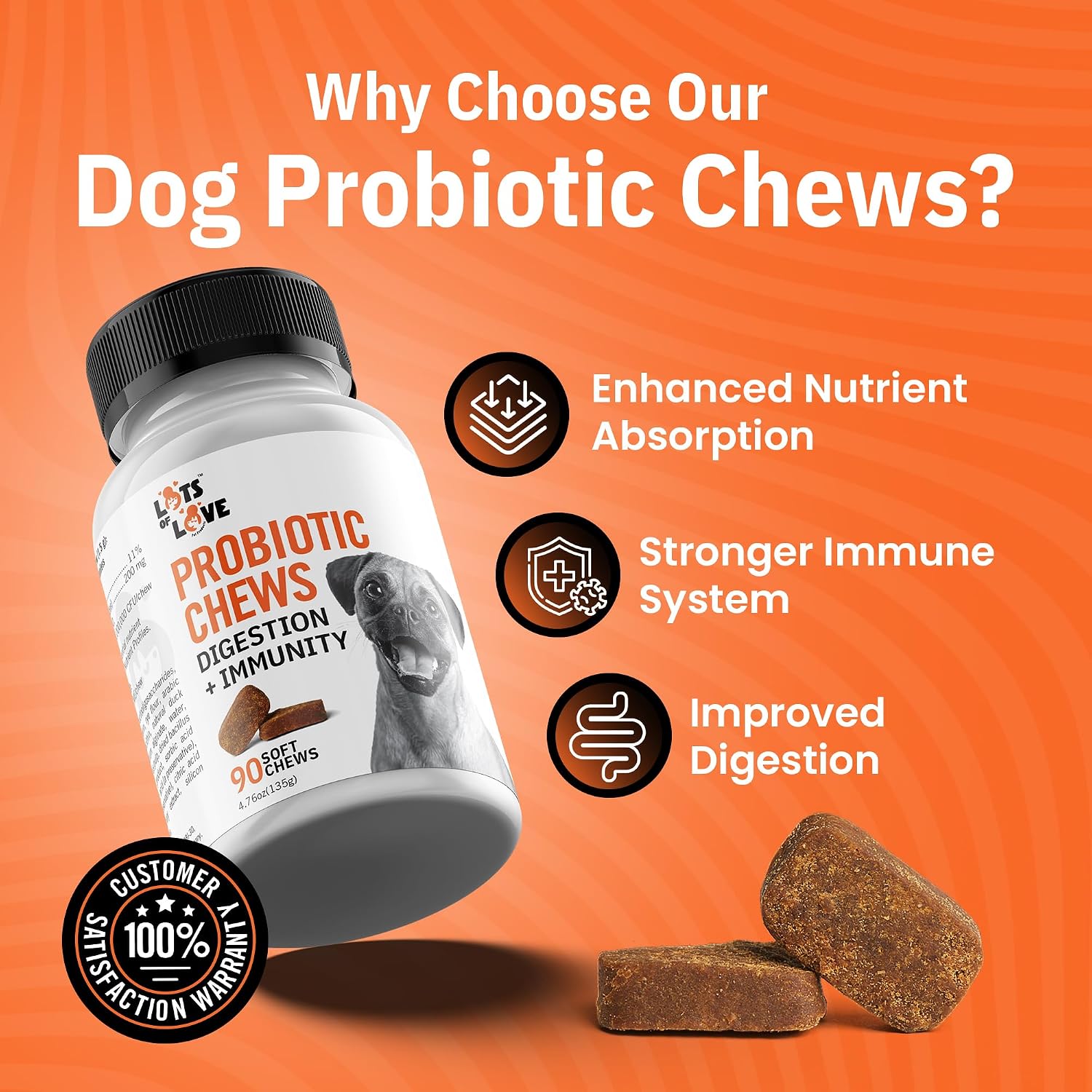 Probióticos para Perros en Masticables (90 unidades) – Salud Digestiva e Intestinal