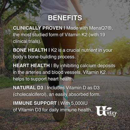 Vitamina D3+K2 5000 UI 45 mcg MenaQ7 | Utzy Naturals – Image 7
