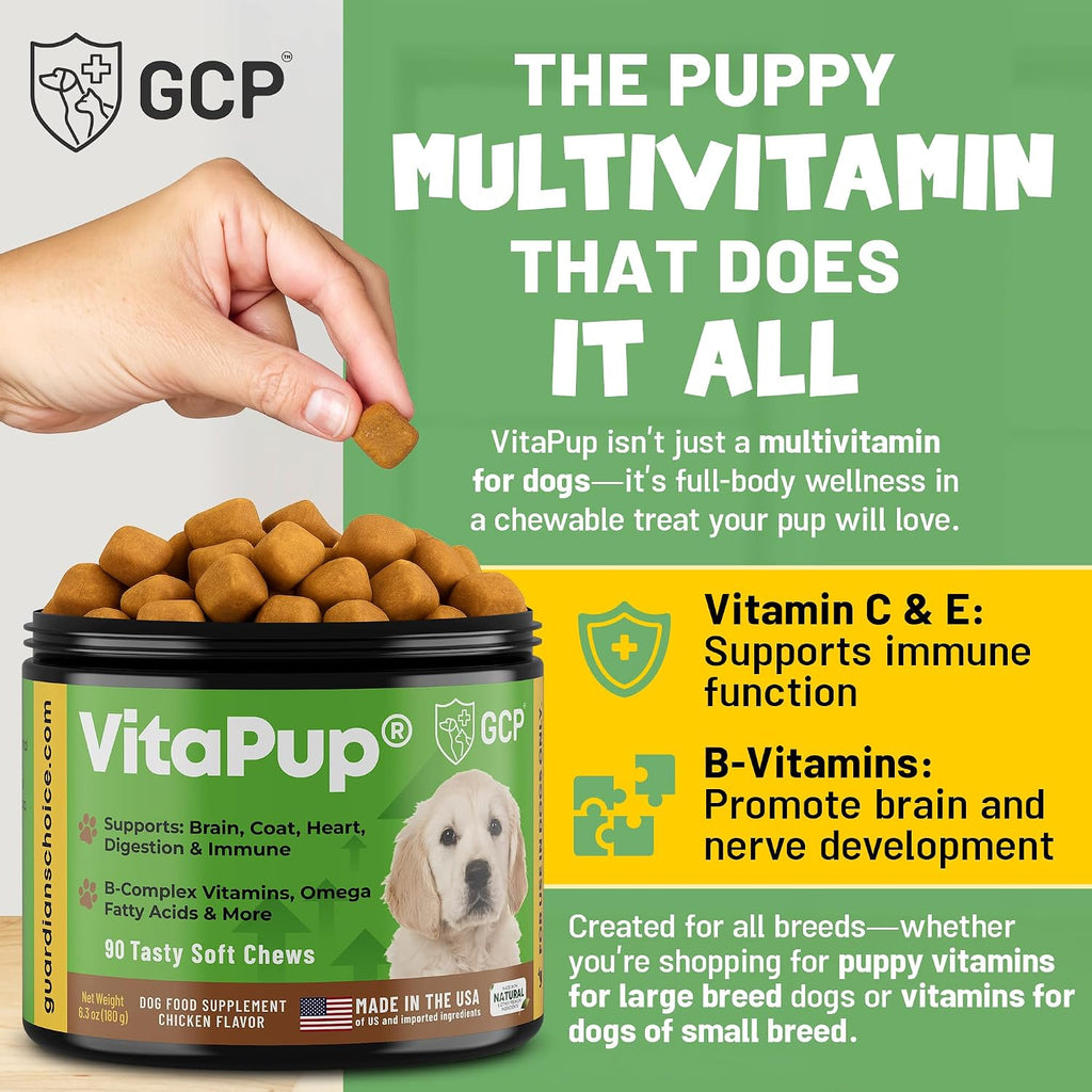 Guardian’s Choice Multivitamínicos para Cachorros - 90 Masticables Suaves Sabor Pollo