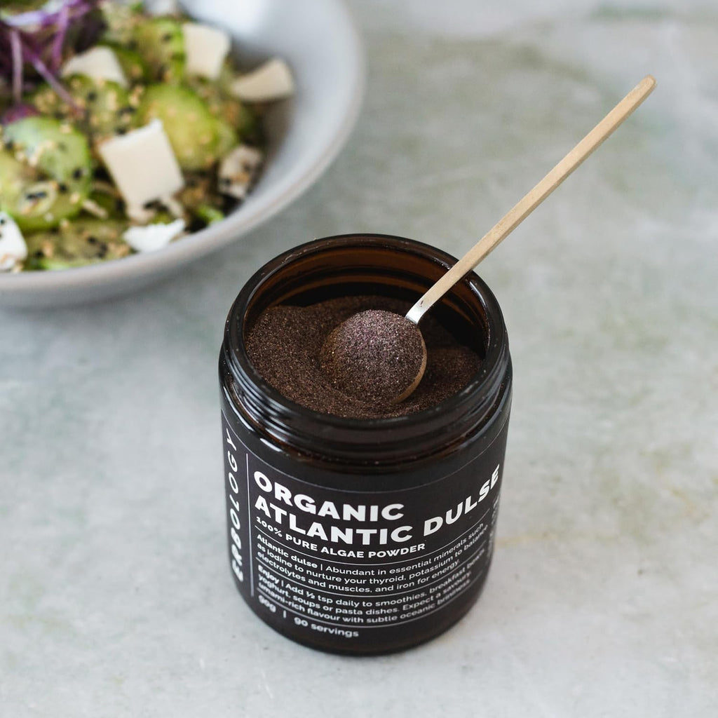Erbology Polvo de Dulse Orgánico del Atlántico 3.2 oz (90 g) - 90 Porciones - Rico en Yodo y Hierro - Sin OGM
