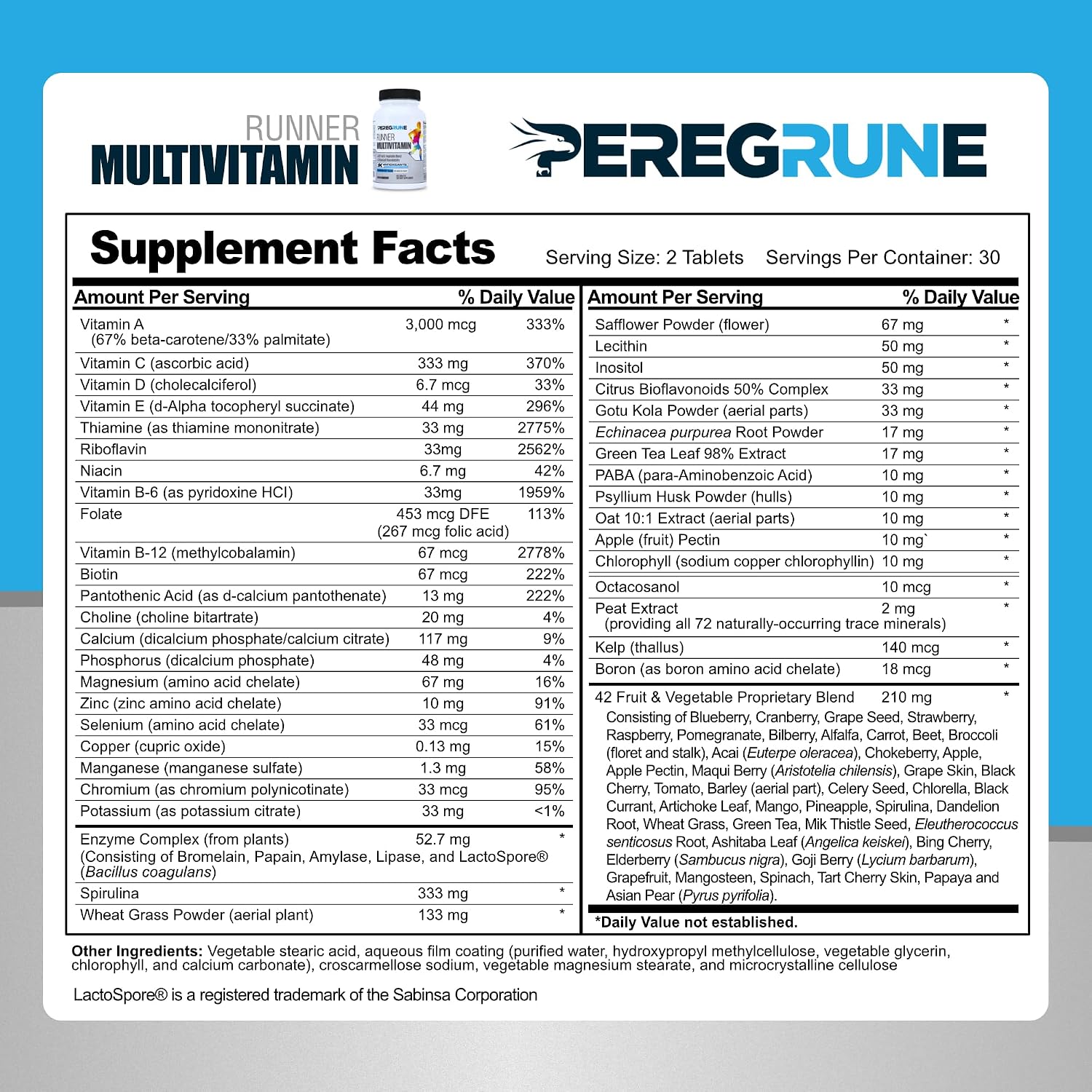 PEREGRUNE Multivitamínico para Corredores