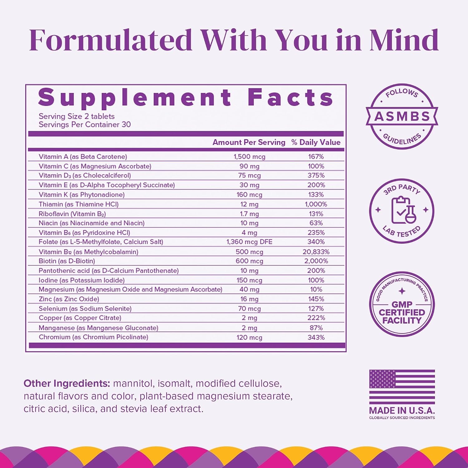 BariMelts Multivitamin - Multivitamínico Bariátrico para Mujeres - 60 Comprimidos de Rápida Disolución (1 Mes de Suministro), Sabor Fruta Natural
