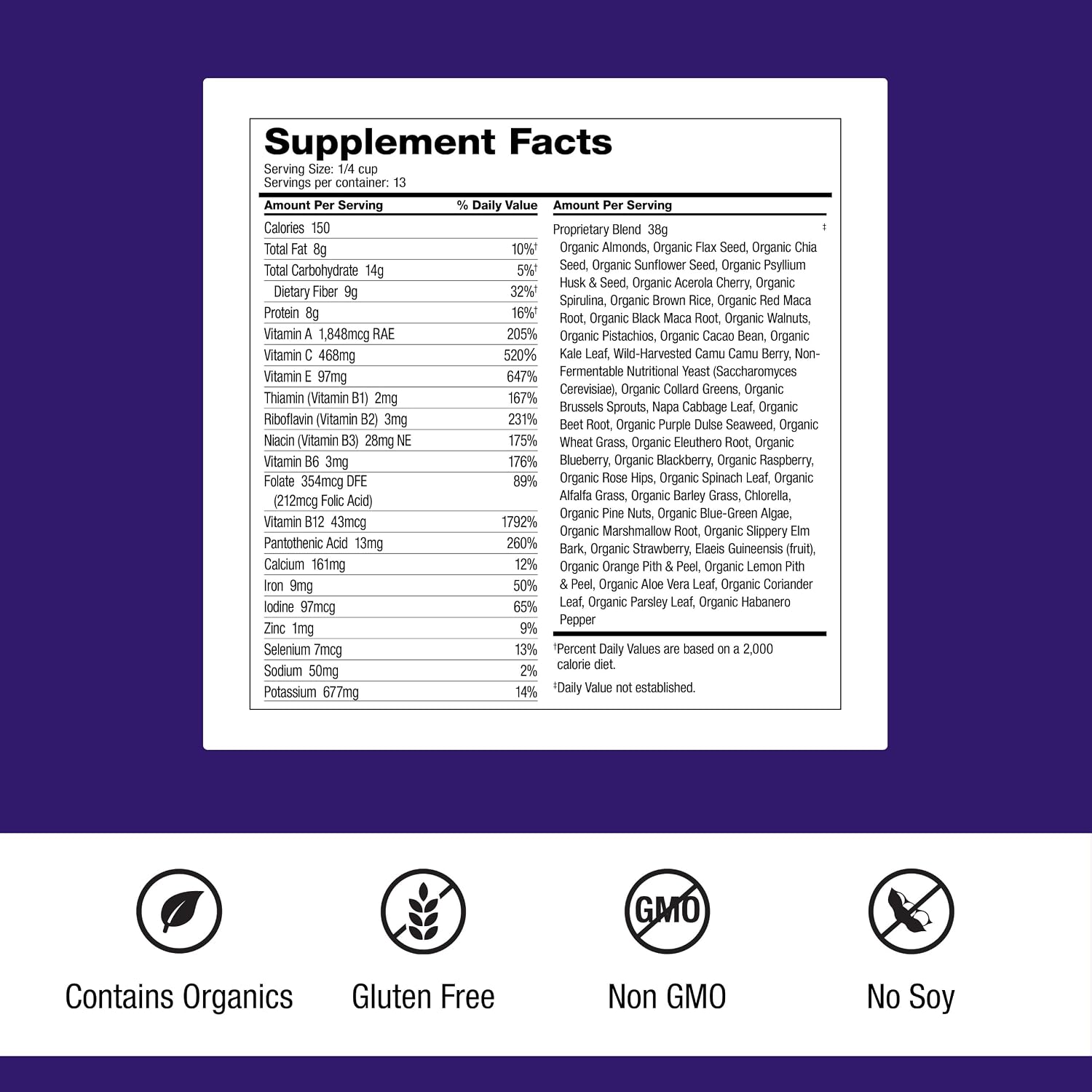 Dr. Schulze's SuperFood Ultra - Polvo de Superalimento Orgánico con Vitaminas B y C