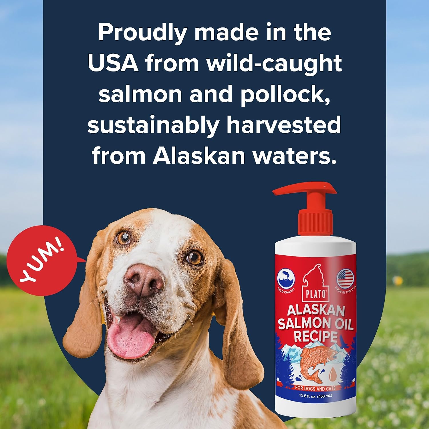 PLATO Wild Alaska Salmon Oil for Dogs - 946 ml