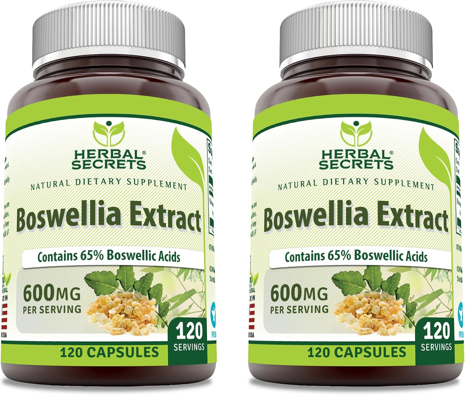Herbal Secrets Extracto de Boswellia Serrata (65% Ácidos Boswélicos) 600 mg, 250 Cápsulas