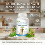 Nutrition Strength Cuidado Dental para Perros - Eliminador Natural de Placa y Sarro con Algas Orgánicas, Hojas de Fresa y Semillas de Calabaza - 120 Comprimidos