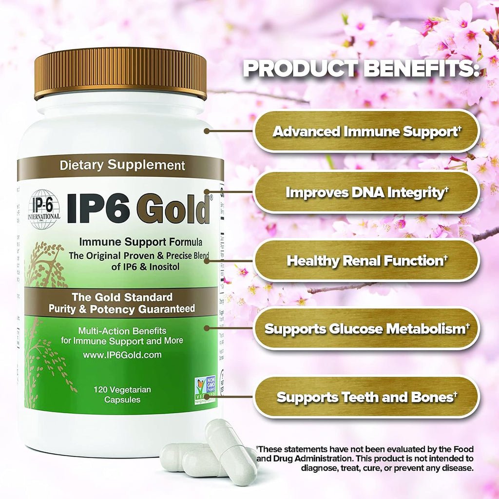 IP6 Gold Devicare Fórmula de Apoyo Inmunitario con Inositol - 120 Cápsulas Vegetarianas - No GMO - Antioxidante