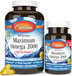 Carlson Maximum Omega 2000 - 2000 mg de Omega-3 con EPA y DHA, Aceite de Pescado Noruego, 120 Cápsulas