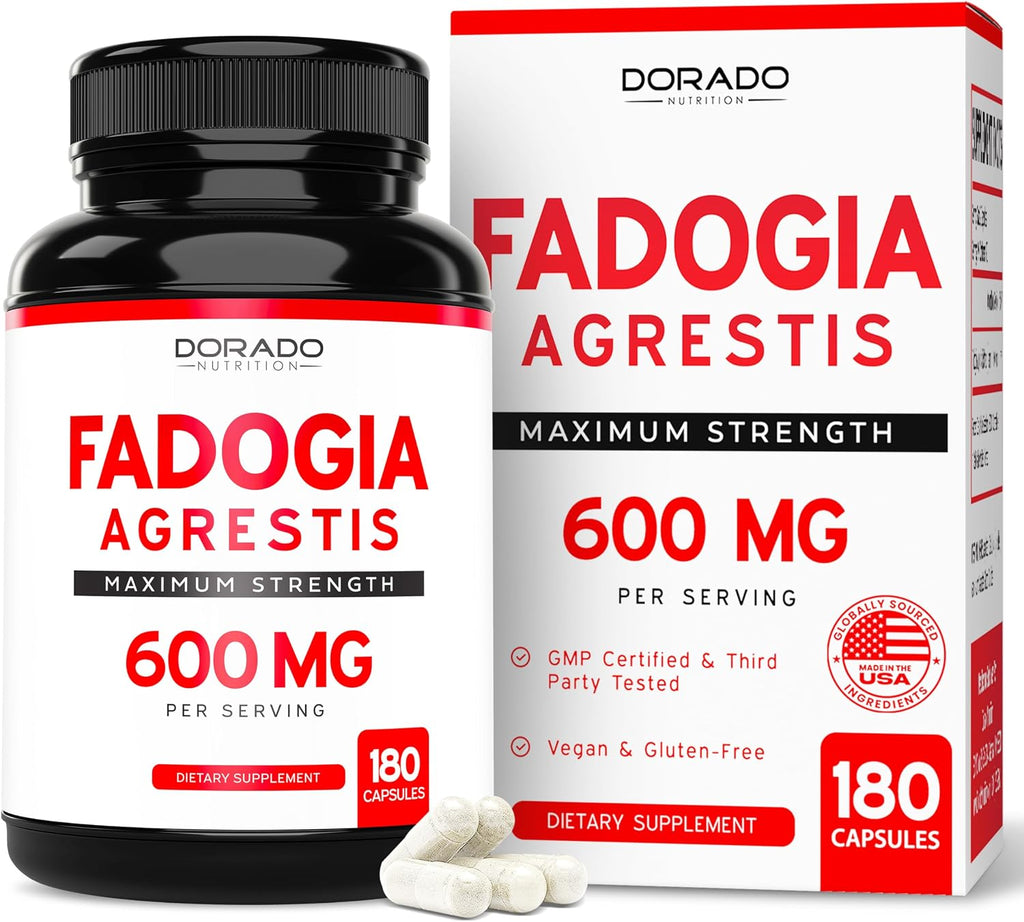 Fadogia Agrestis 600mg Extracto - 180 Cápsulas - Máxima Potencia - Vegano, Sin Gluten