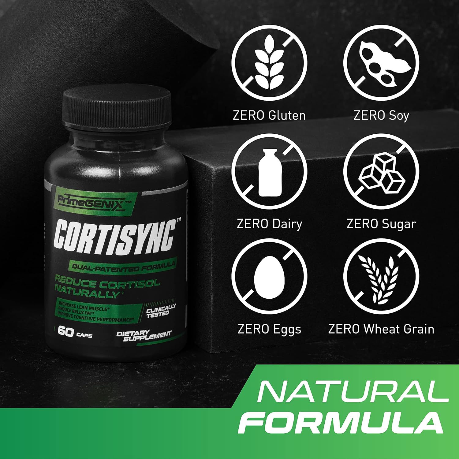 PrimeGENIX CortiSync - Reduce Cortisol, Aumenta Energía y Mejora Enfoque con Sensoril Ashwagandha - 60 Cápsulas