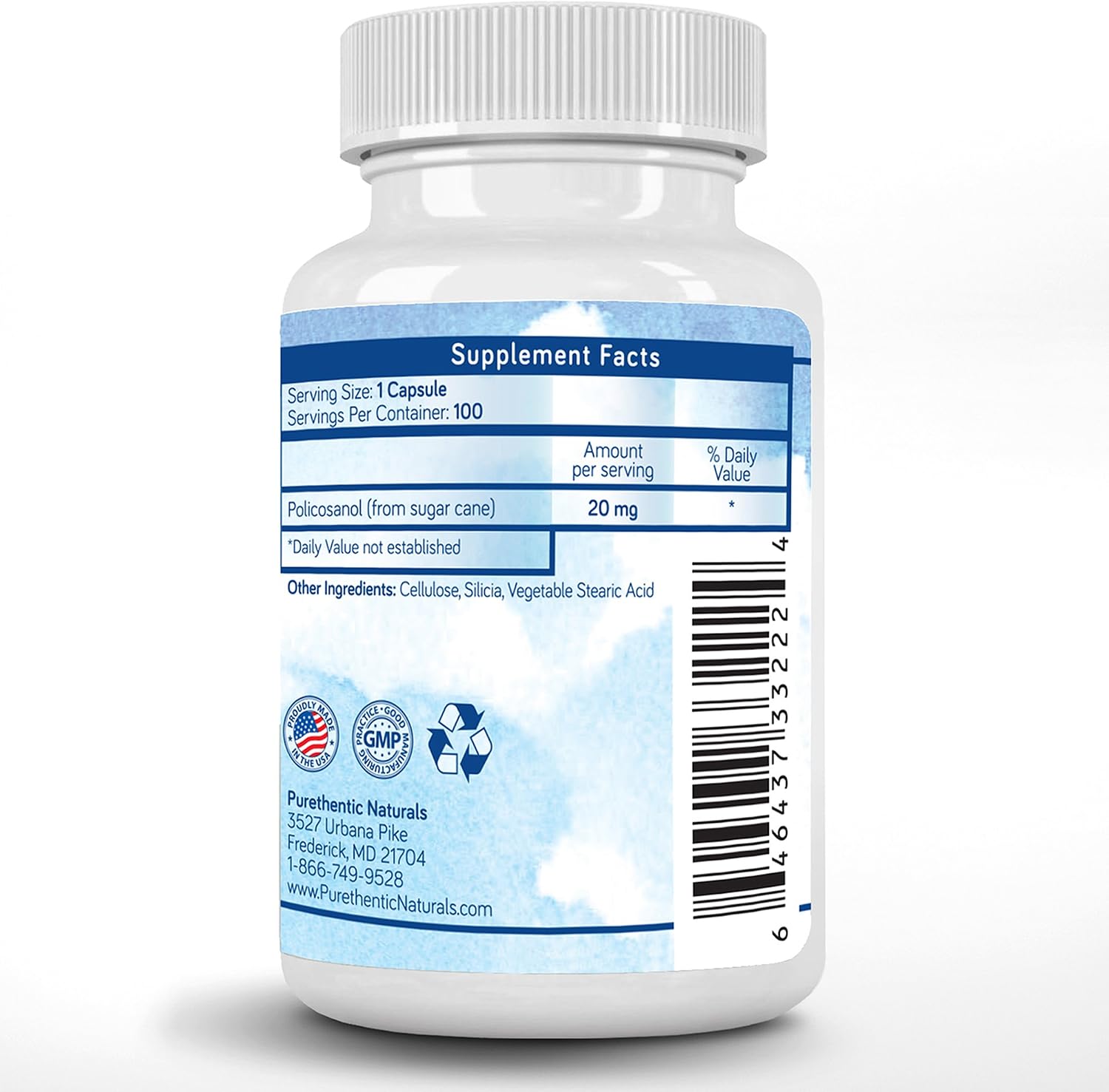 Policosanol 20 mg – 100 Cápsulas Veganas | Purethentic Naturals