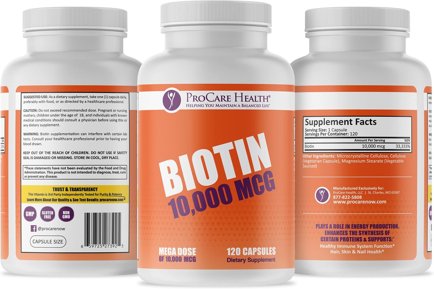 ProCare Health Biotina 10.000 mcg - 120 Cápsulas