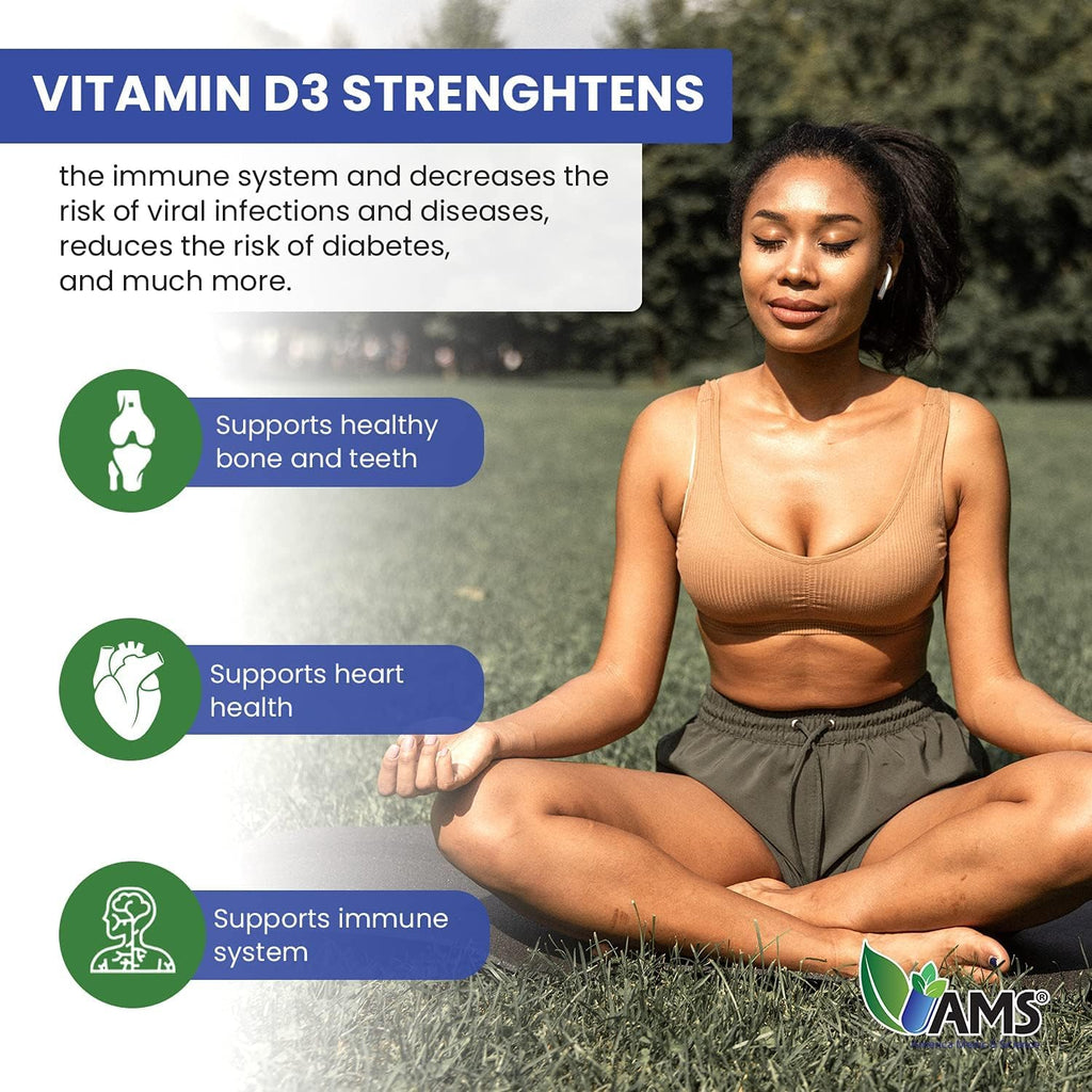 America Medic & Science Xtra D3 Vitamina D 10,000 IU (250 mcg) Complemento de Colecalciferol para Hombres y Mujeres (120 Cápsulas Blandas Fáciles de Tragar)