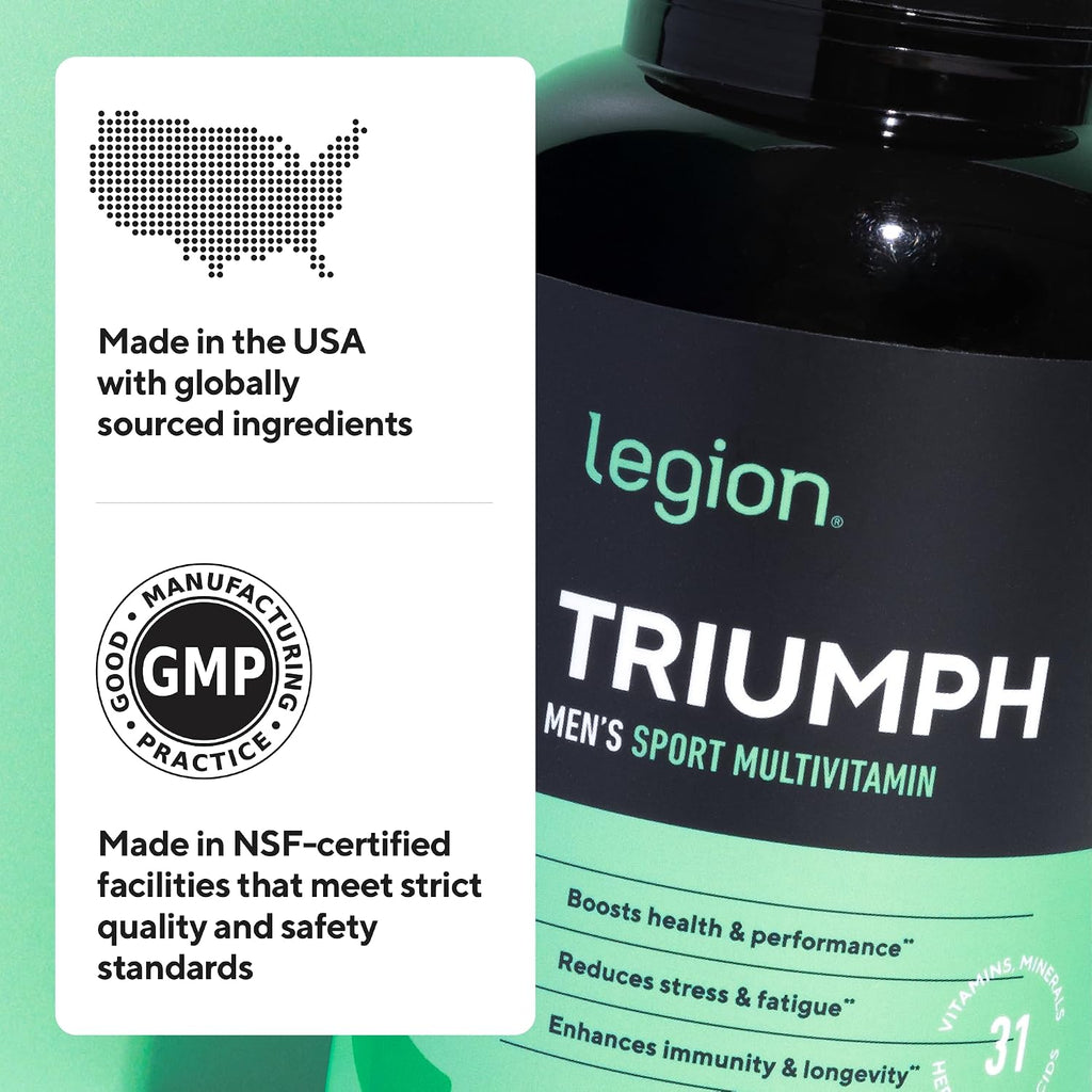LEGION Triumph Multivitamínico para Hombres - 21 Vitaminas y Minerales - 30 Dosis