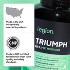 LEGION Triumph Multivitamínico para Hombres - 21 Vitaminas y Minerales - 30 Dosis