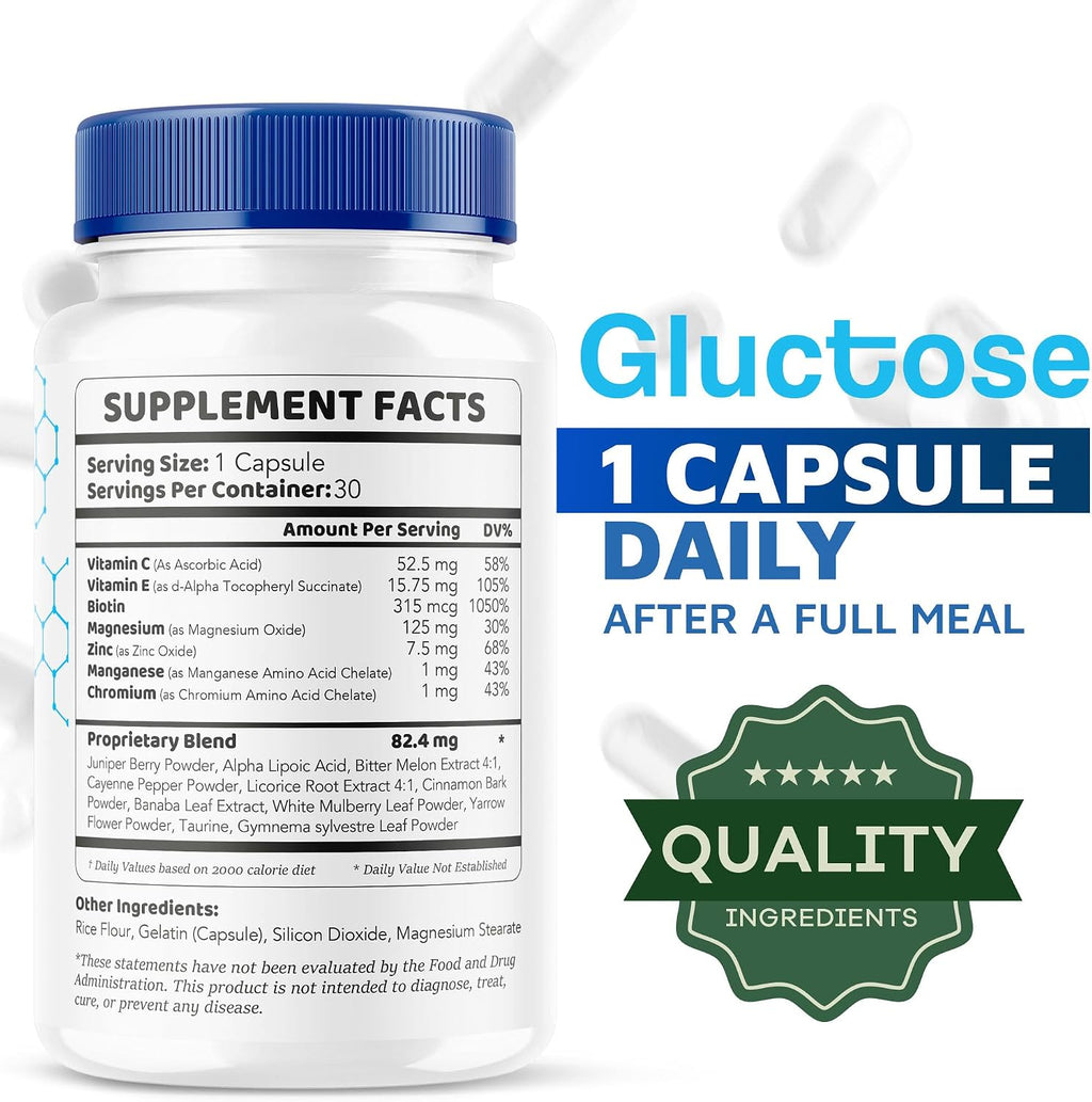 Gluctose Advanced Blood Support - Complemento Alimenticio en Cápsulas, 30 Unidades