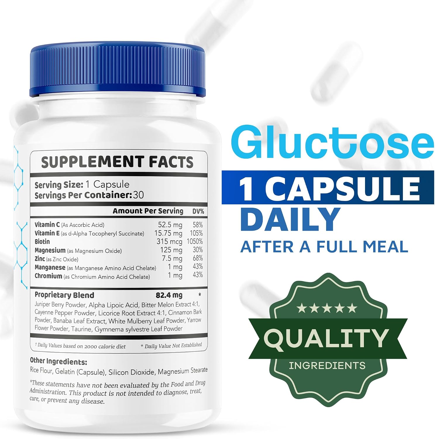 Gluctose Advanced Blood Support - Complemento Alimenticio en Cápsulas, 30 Unidades