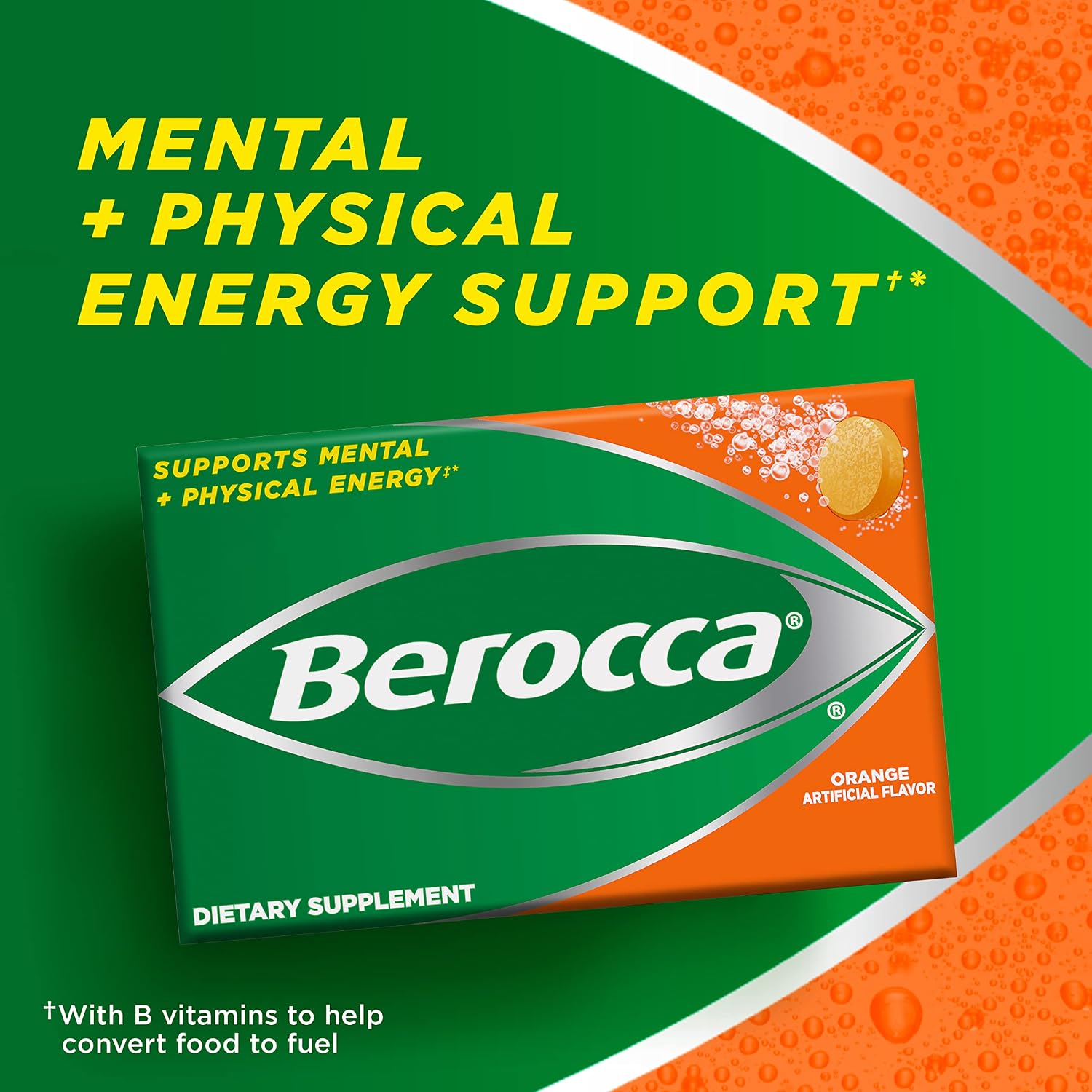 Berocca Naranja Comprimidos Efervescentes Sin Cafeína, 20 Unidades