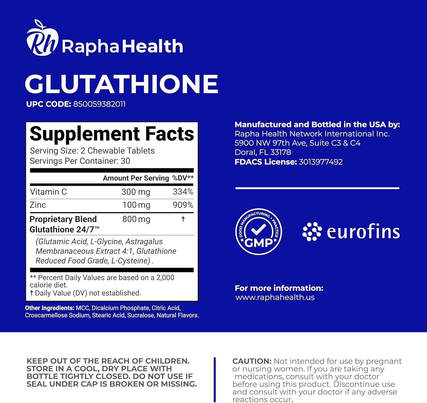 Glutatión con Vitamina C y Zinc - 120 Comprimidos - Rapha Health