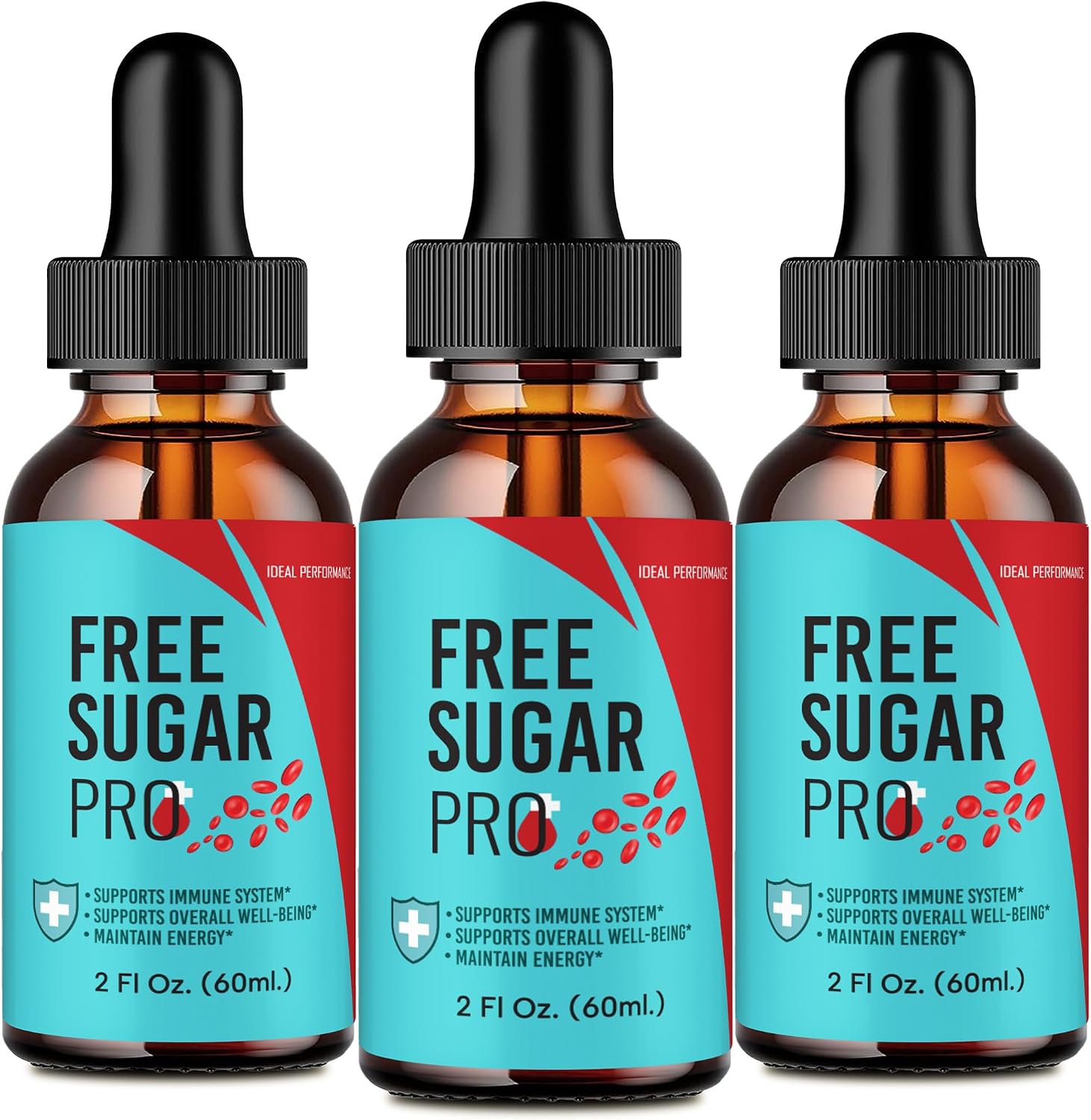 Free Sugar Pro Drops, FreeSugar Pro Blood Formula Support Supplement Liquid Drops - Maximum Strength, FreeSugarPro Health and Wellness All Natural Formula Drops (3 Pack)