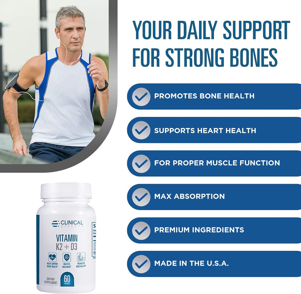 Clinical Effects Vitamina K2 + D3 con Bioperine y Calcio - Pack de 3