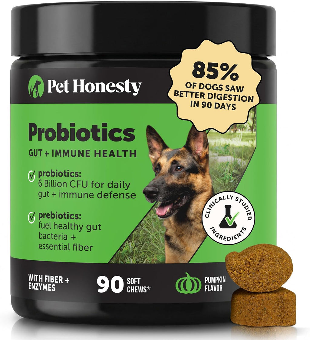 Pet Honesty Probióticos para Perros con Prebióticos y Enzimas - 6B UFC - 90 Masticables (Calabaza)