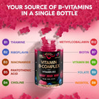 NUTRAHARMONY Complejo B Gominolas - Vitaminas B1-B12, C y Colina - 60 Gominolas Veganas Sabor Berry