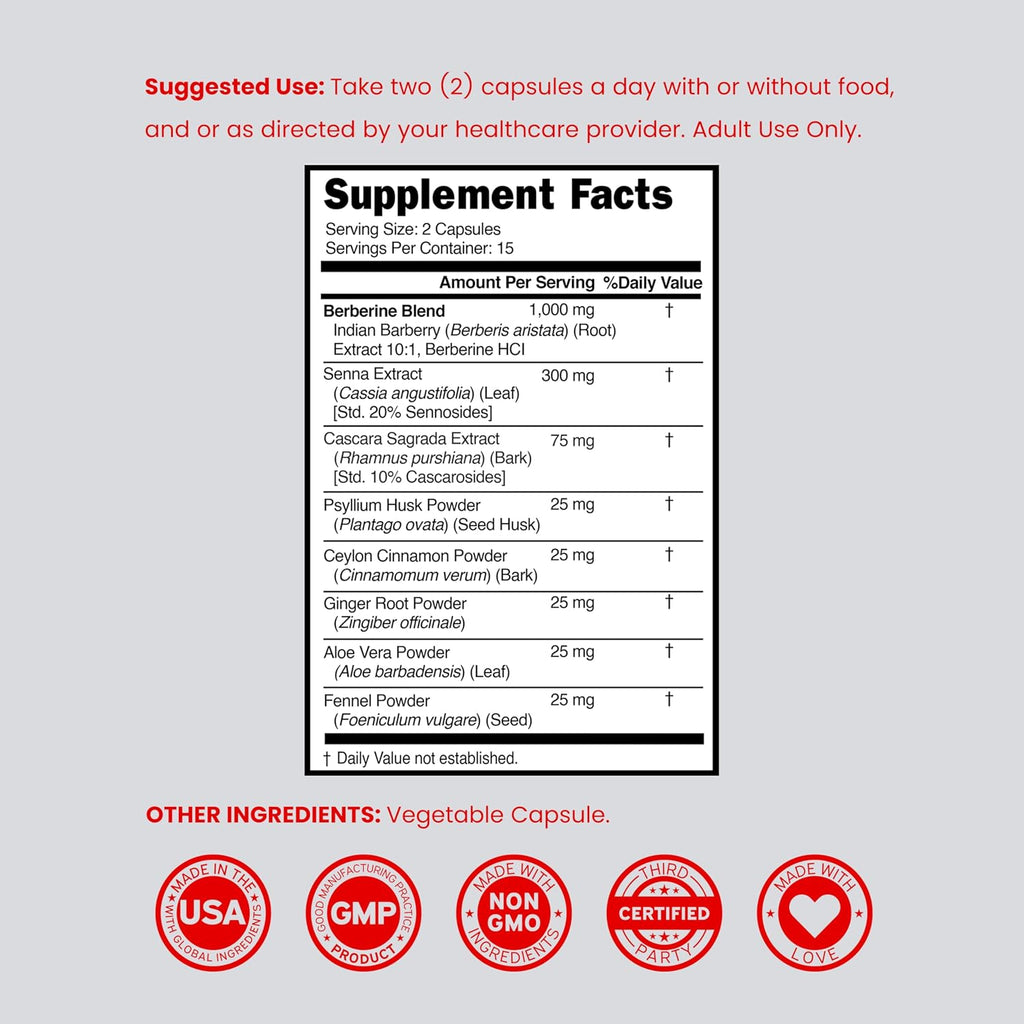 GLP-1 Berberine Supplement - 30 Cápsulas - Apoyo Digestivo y Bienestar