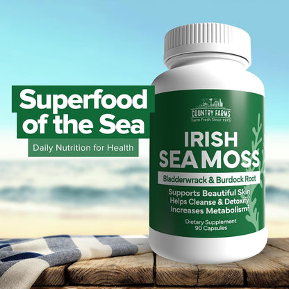 Country Farms Irish Sea Moss Cápsulas – – Musgo de mar irlandés (Chondrus crispus): Fuente natural de calcio, – Image 4