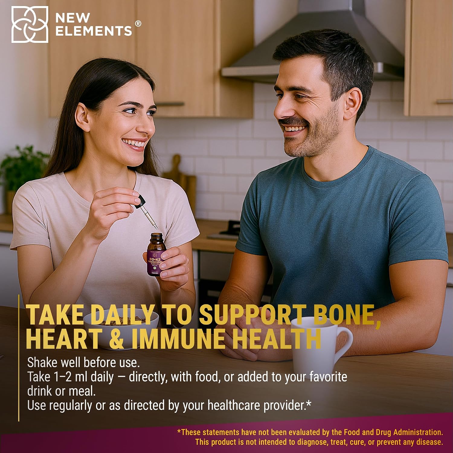 Líquido de Vitamina D3 con K2 y Magnesio Glicinato | 10.000 UI D3 + 200 mcg K2 MK-7