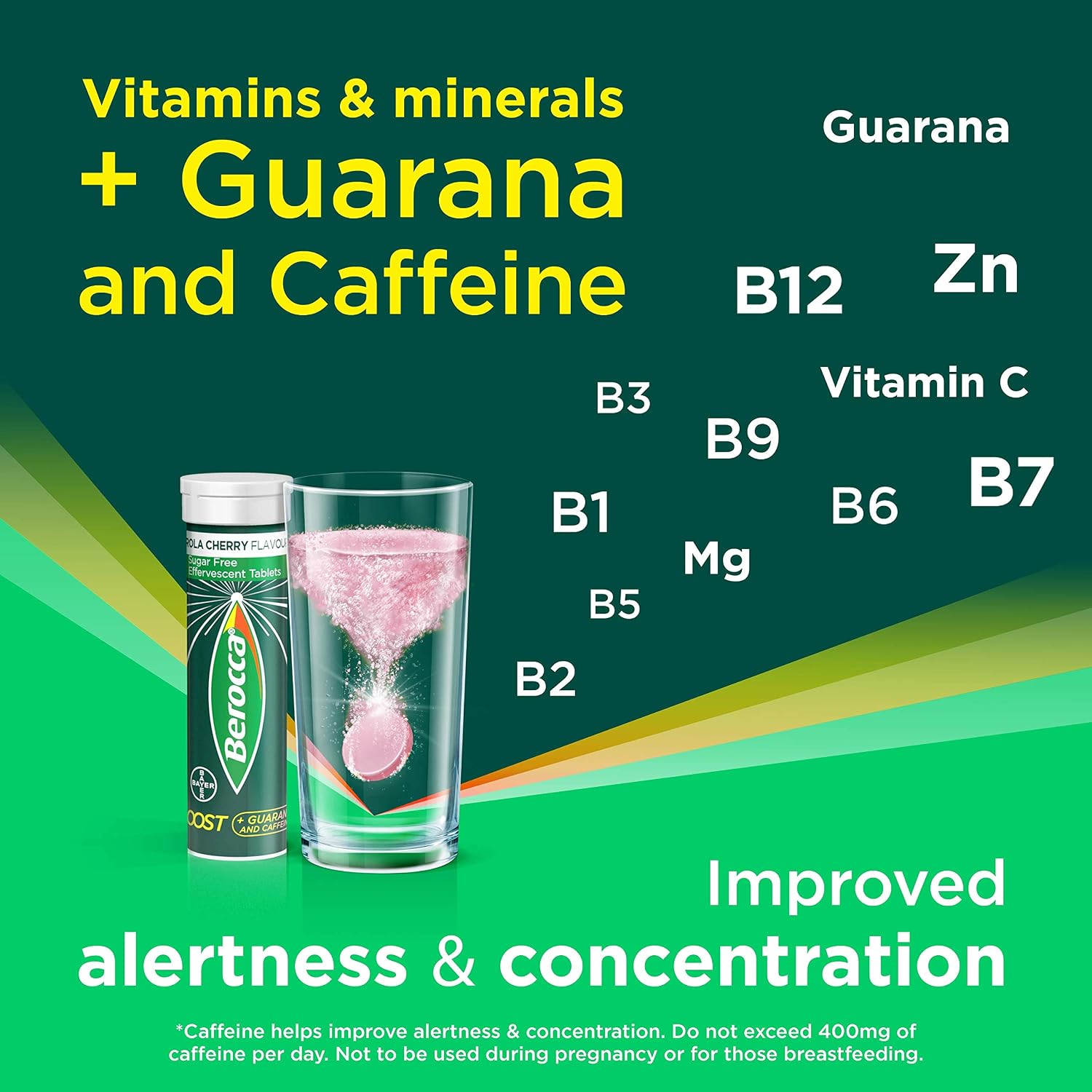 Berocca Boost Multivitamínico con Cafeína y Guaraná - Pack de 20 Comprimidos