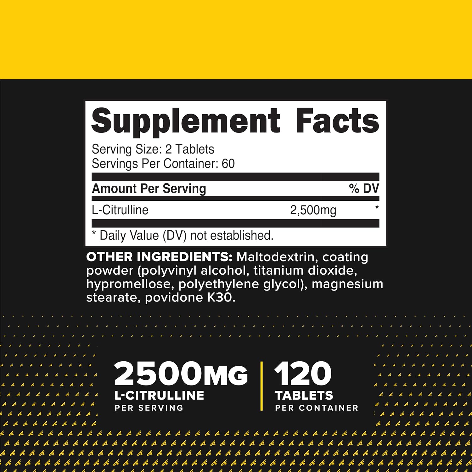 Primaforce L-Citrulline 2500mg por dosis, 60 dosis; 120 comprimidos