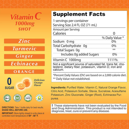 ALFA VITAMINS Shot de Vitamina C 1000mg con Zinc, Jengibre y Equinácea – Sabor Naranja – 20 viales de 72 ml – Image 9