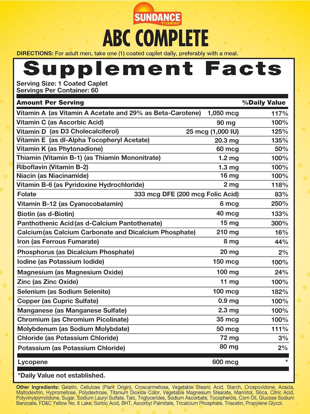 Sundance Complejo Multivitamínico y Mineral ABC Complete para Hombres, 60 comprimidos