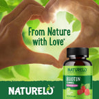 NATURELO Gominolas de Biotina - 2500 mcg - Apoyo para Cabello, Piel y Uñas - No GMO, Sin Gluten - 60 Gominolas